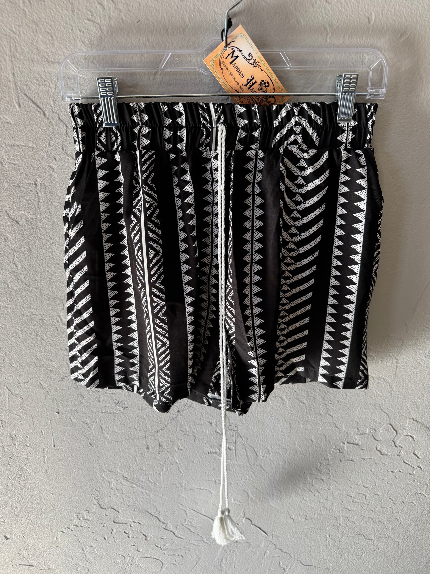 Black, White Shorts with Pockets