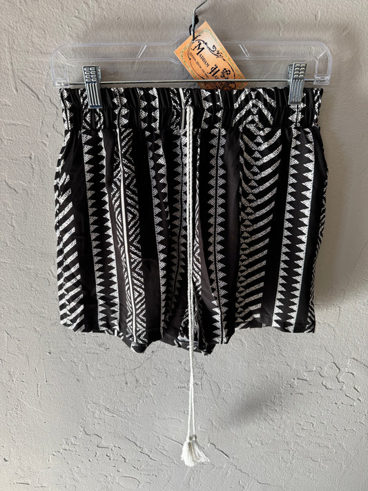 Black, White Shorts with Pockets